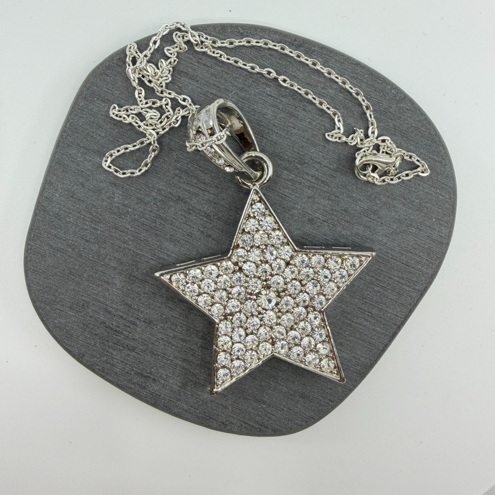 Sparkling Crystal Star Statement Necklace Chunky Boho Celestial Jewelry Gift - Picture 4 of 10